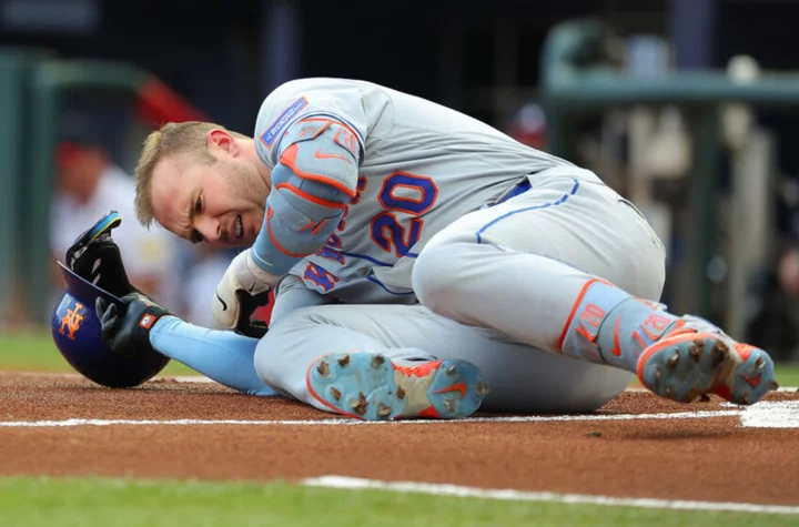 Pete Alonso leaves game after HBP vs. Braves the night after trash talk war
