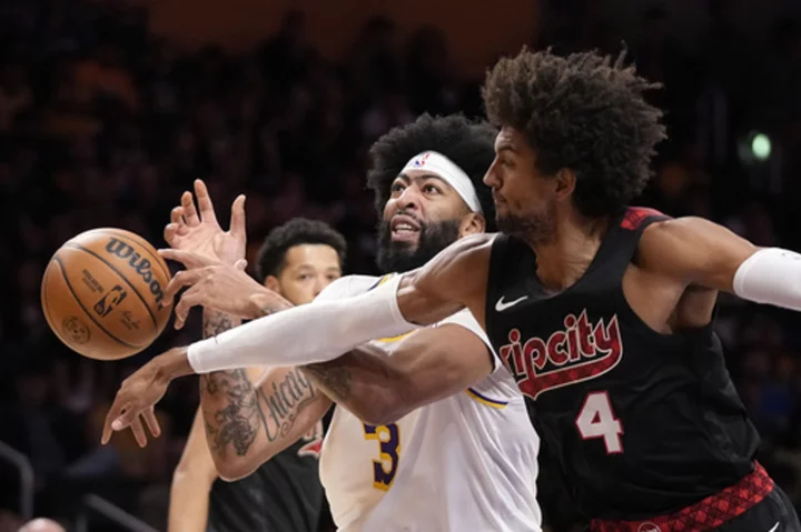 LeBron sits with injury while Davis, Hachimura propel Lakers to 116-110 win over Trail Blazers