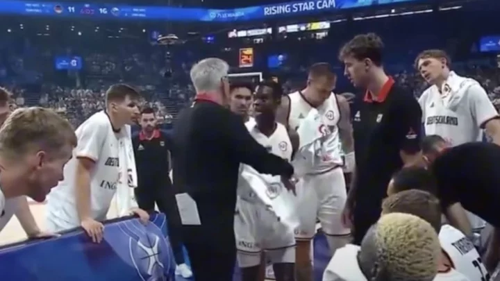 Dennis Schroder Grabbed by Coach in Huddle During Germany's Latest Win