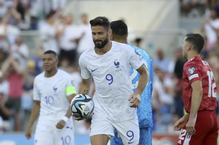 Giroud and Mbappé core as France beats Gibraltar 3-0 in Euro qualifying