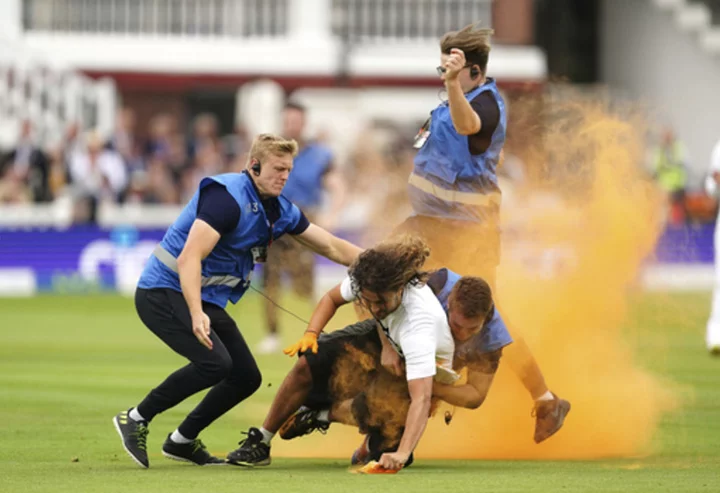 Just Stop Oil protestors briefly disrupt Ashes cricket test between England and Australia