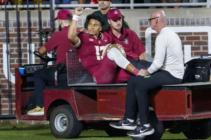 Florida State QB Jordan Travis carted off after injury to left leg against North Alabama