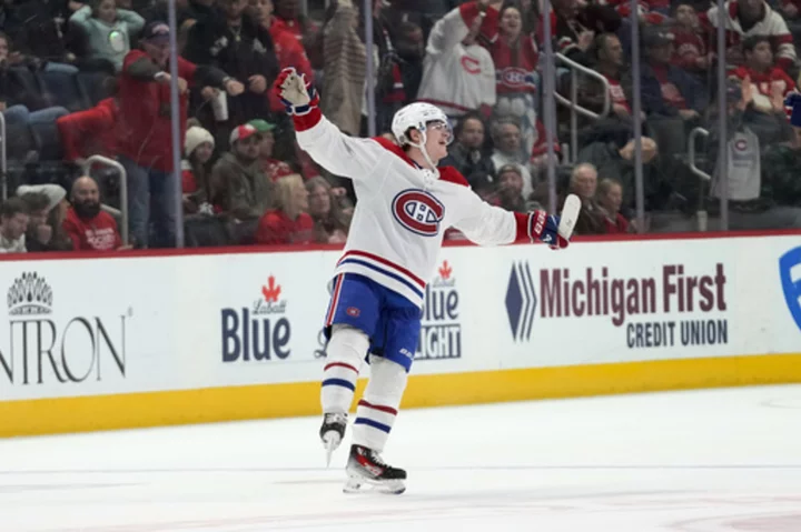 Caulfield scores in OT as Canadiens beat Red Wings 3-2