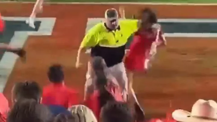 Ole Miss Security Guard Levels Young Woman Running Onto Field After Win Over LSU