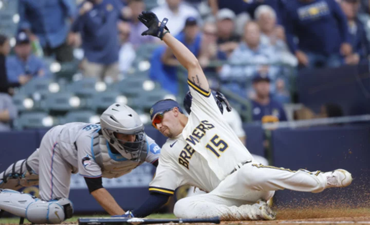 Tyrone Taylor hits 2 RBI doubles and scores go-ahead run in Brewers' 4-2 victory over Marlins