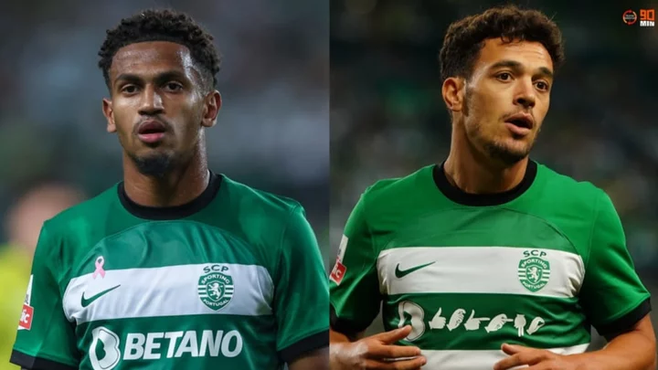 Tottenham scout Marcus Edwards and Pedro Goncalves in Sporting CP's loss to Benfica