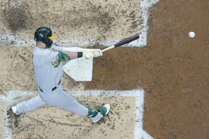 Athletics complete their first series sweep with 8-6 victory over Brewers