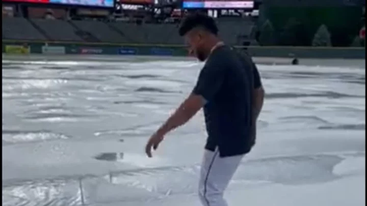 Coors Field Covered In Ice After Hail Storm