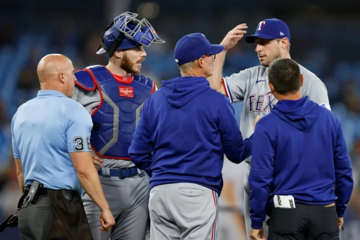 Rangers ace Scherzer done for MLB season with muscle strain