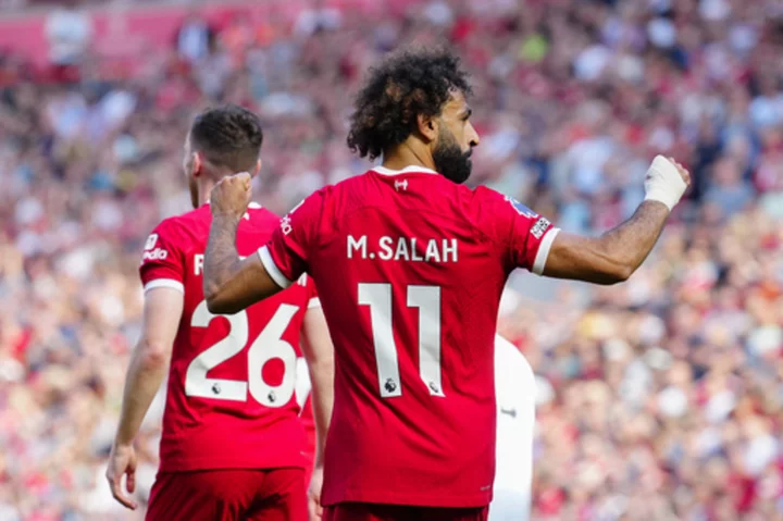 Salah scores in Liverpool's 3-0 win over Aston Villa as speculation swirls about his future