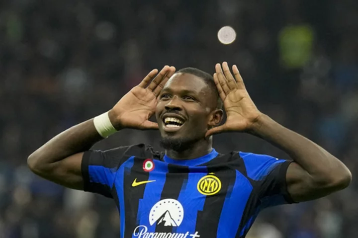 Thuram's goal leads Inter to a 1-0 win over Roma and former striker Lukaku in Serie A