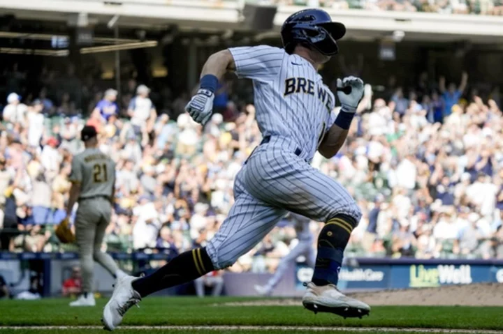 Contreras, Frelick help Brewers beat Padres 10-6 for 8th straight victory