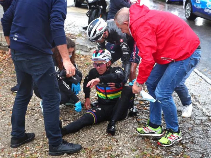 Giro d'Italia: Dog causes world champion Remco Evenepoel to fall in crash-filled stage