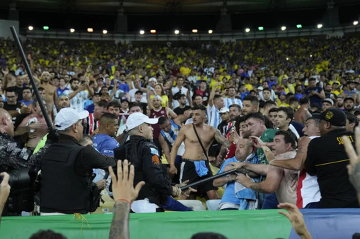 Brawling fans in stands delay start of Argentina-Brazil World Cup qualifying match for 27 minutes