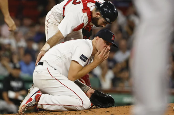 Boston's Houck hit on face by liner off bat of Yankees' Higashioka