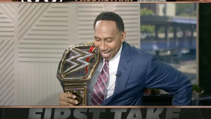 Stephen A. Smith Dons WWE Belt to Spar With Roman Reigns and Paul Heyman on 'First Take'