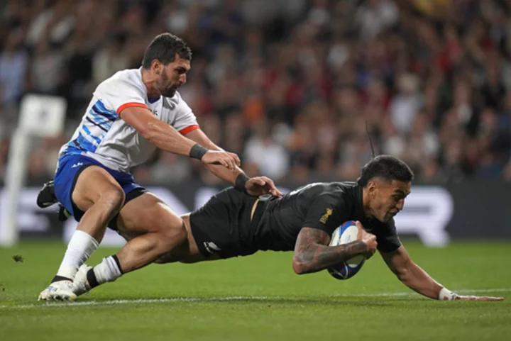 All Blacks score 11 tries in big win over Namibia blemished by first Rugby World Cup red card