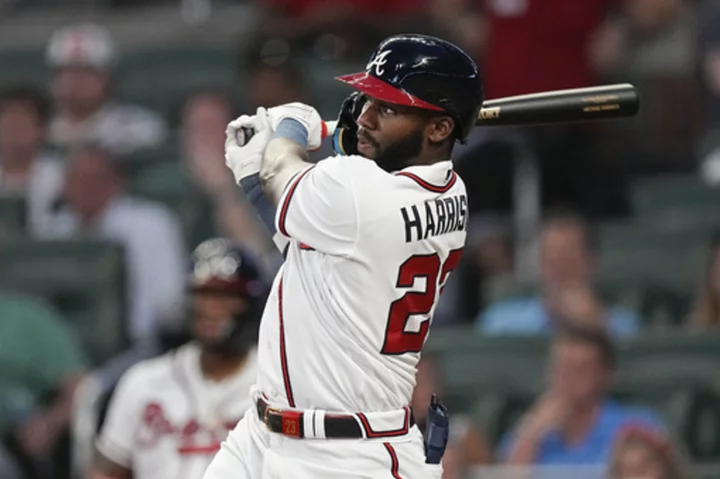 Harris ends power drought with 2 homers as Strider, Braves beat Angels 5-1