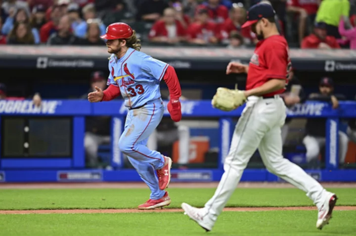 Donovan scores on passed ball in 10th, Cardinals beat Guardians 2-1