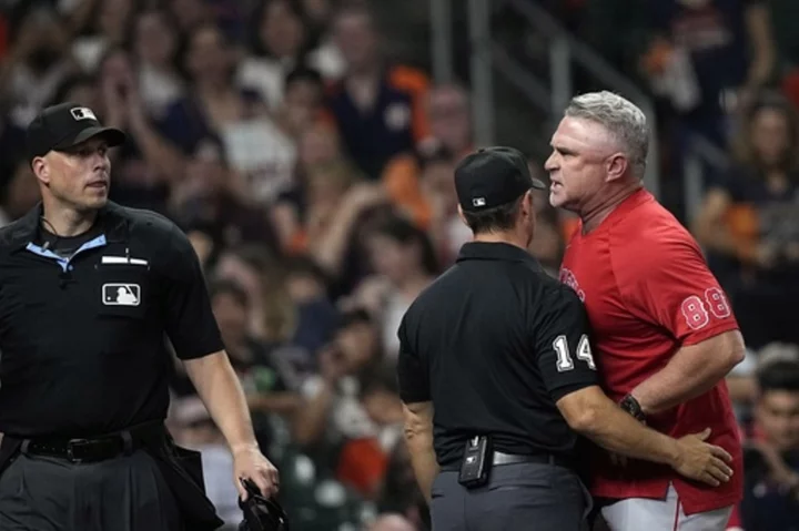 Angels manager Nevin ejected in 6th against Astros after yelling at home plate umpire