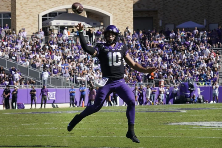 Hoover throws for 439 yards and four TDs in his first TCU start as Frogs roll past BYU 44-11