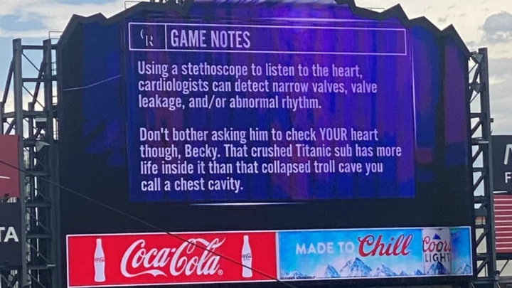 Deranged Message Directed to 'Becky' Displayed On Giant Coors Field Scoreboard