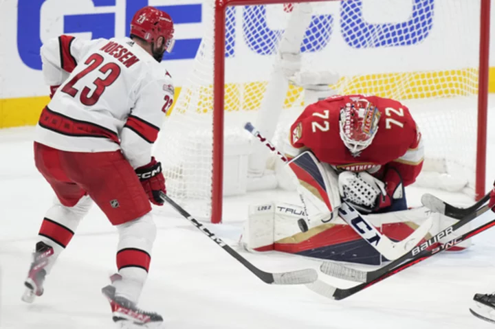 Bobrovsky gets shutout, Panthers top Hurricanes 1-0 for 3-0 lead in East final