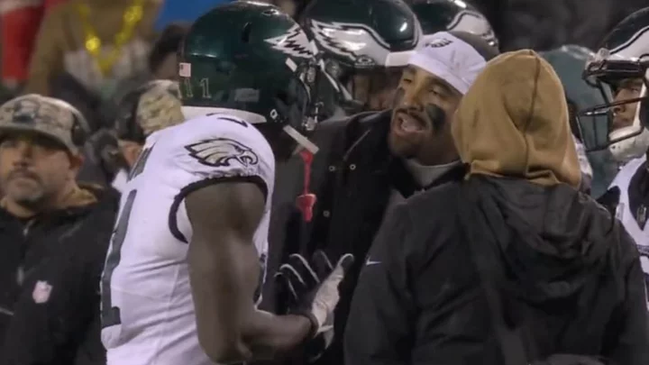 AJ Brown Yelled at Jalen Hurts on the Eagles Sideline After an Interception