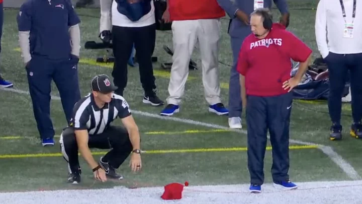Disgusted Bill Belichick Throws Challenge Flag Like a Furious Toddler