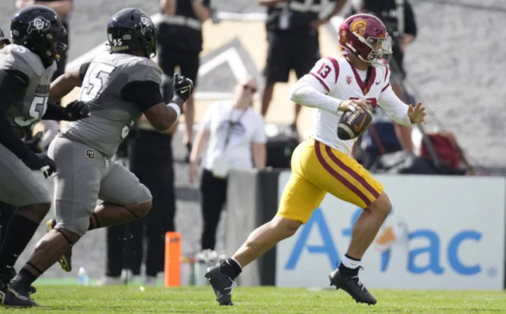 Williams ties career high with 6 TD passes, No. 8 USC withstands late Colorado rally for 48-41 win