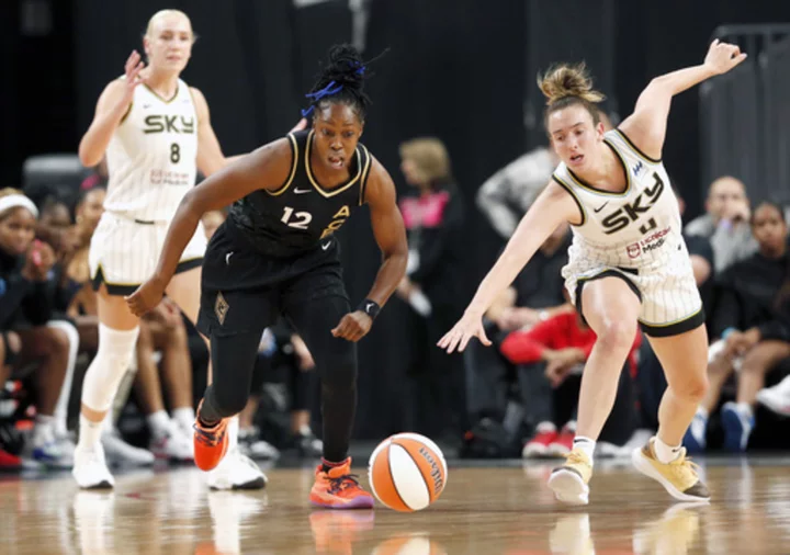 Chelsea Gray, Jackie Young lead Aces past Sky 87-59 to open their WNBA title defense