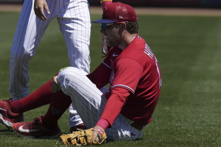 Phillies' injured first baseman Rhys Hoskins remains a long shot to make postseason roster