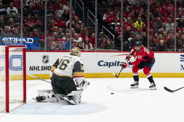 Vegas' Paul Cotter ejected for an illegal check to the head of Washington's Evgeny Kuznetsov