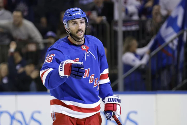 Trocheck nets 2 goals as Rangers run point streak to 8 games with 5-3 win over Red Wings