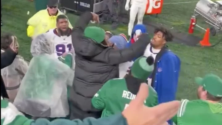 Bills' Shaq Lawson Appeared to Shove a Loud Eagles Fan Seated Behind the Bills Bench