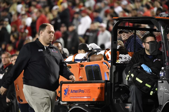 Virginia RB Perris Jones hurt, carted off field and taken to hospital after hit by Louisville