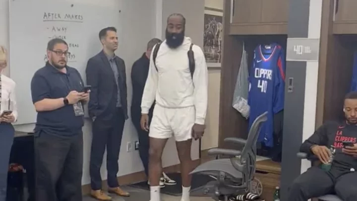 James Harden Arriving in the Clippers Locker Room Has Incredible First Day At a New School Vibes