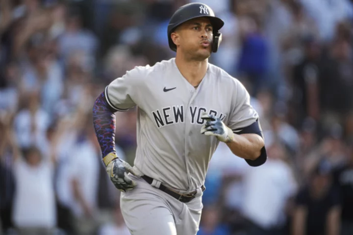 Stanton's 4th homer in 4 games powers Yankees over Rockies 4-3, Donaldson hurt again