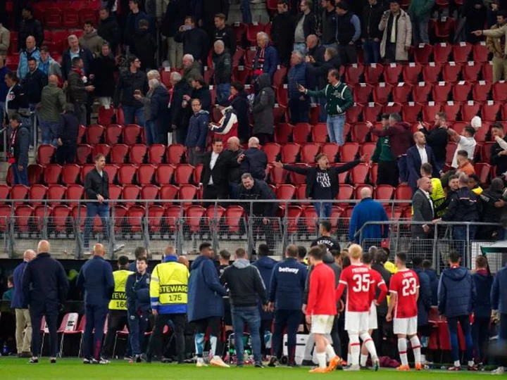 West Ham players clash with AZ Alkmaar fans in bid to protect families inside stadium