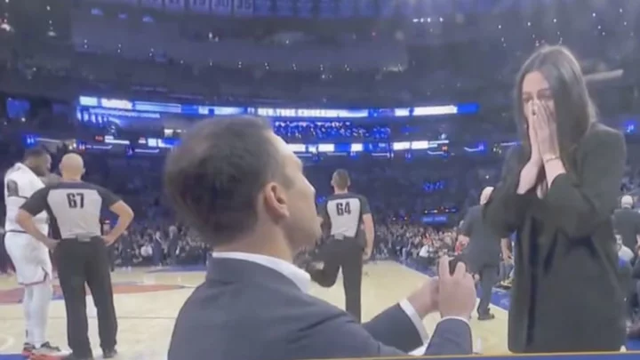Beautiful Madison Square Garden Marriage Proposal Featured Julius Randle Working Over the Refs Mere Feet Away