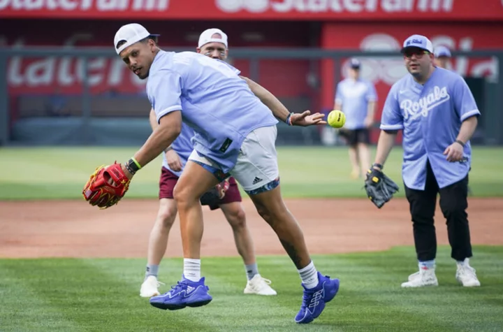 Patrick Mahomes brings ridiculous throwing motion to the baseball diamond