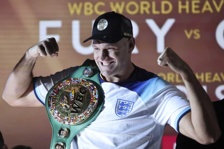 Tyson Fury tries to provoke Francis Ngannou at weigh-in before Saudi Arabia fight