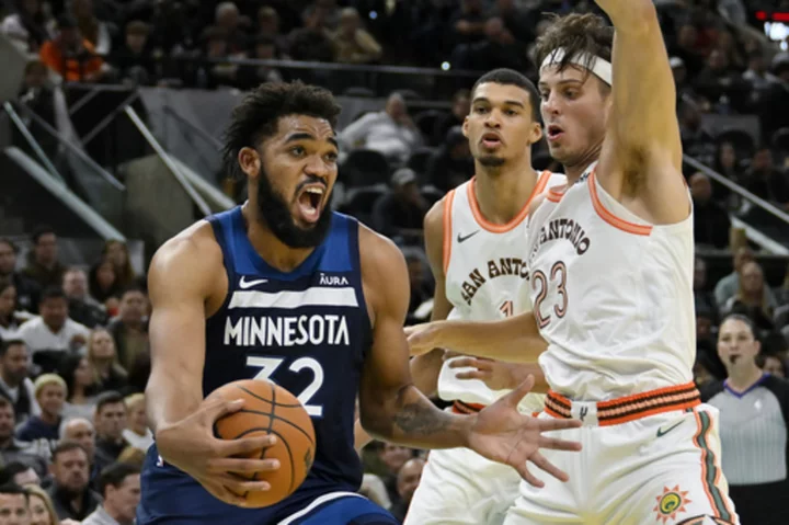 Towns, Timberwolves hold off Wembanyama, Spurs 117-110 in tournament opener for fifth straight win