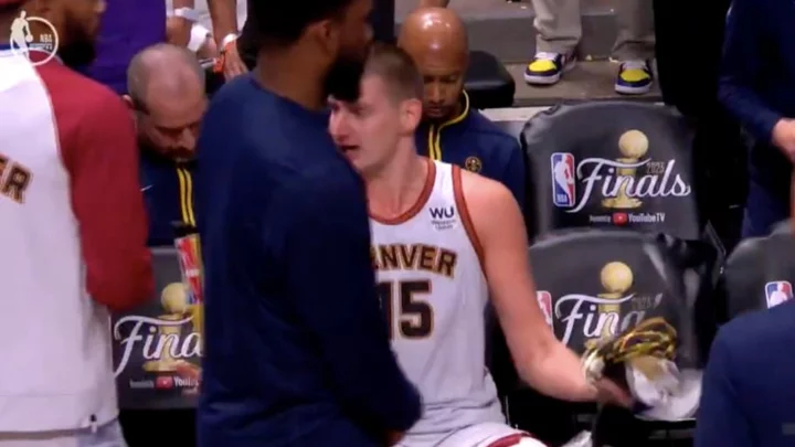 Nikola Jokic Freaked Out on the Bench During Game 5 of the NBA Finals