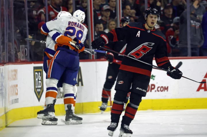 Mathew Barzal has goal and 3 assists, Islanders outlast Hurricanes 5-4 in OT