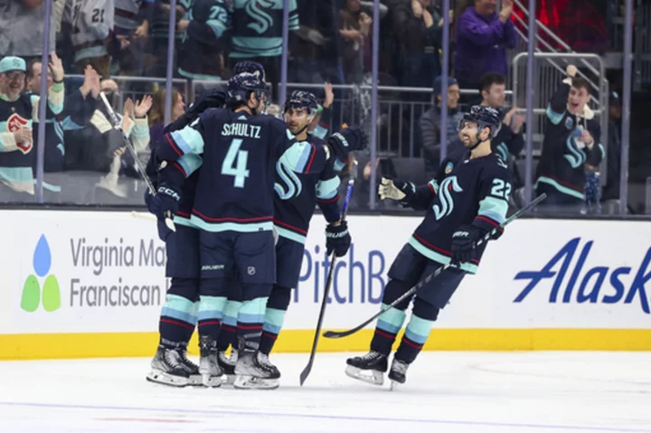 Kraken score 4 times in 1st in 7-1 victory over NHL-worst Sharks