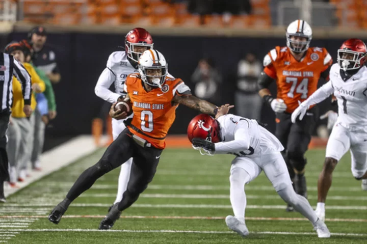 Gordon runs for 196 yards as Oklahoma State tops Cincinnati 45-13 in Bedlam tune-up