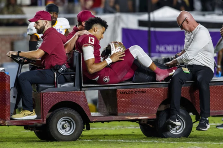 Florida State quarterback Jordan Travis says leg injury will end his season with No. 5 Seminoles