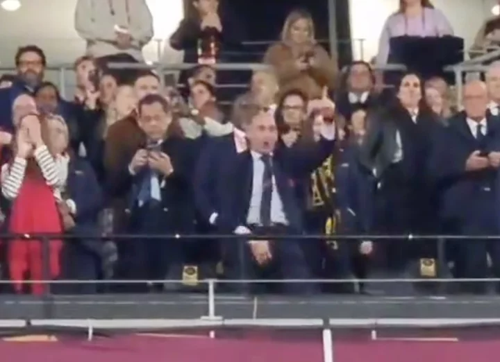 Spanish FA boss under fire for kissing player filmed making obscene gesture
