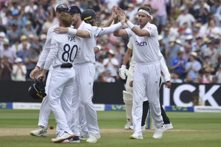 England dismisses Australia to take 7-run lead in thrilling Ashes opener